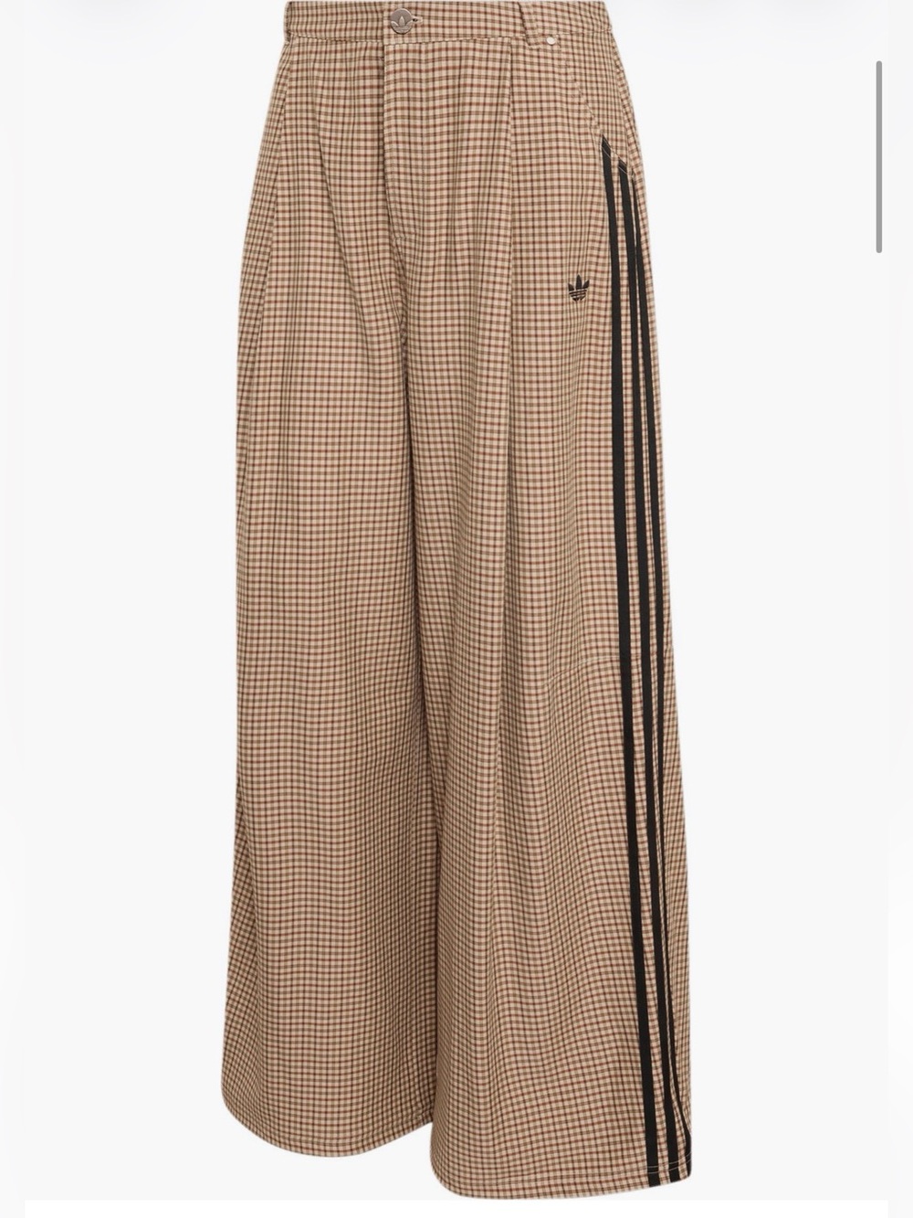 adidas Originals Check Wide Leg
Trousers in Wonder Beige